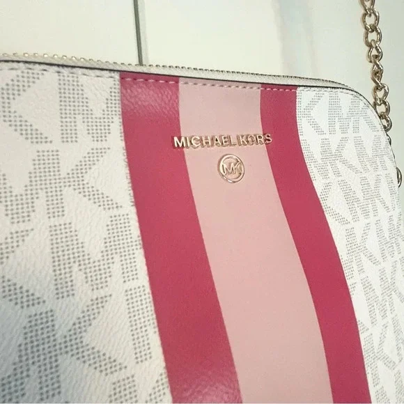 Michael Kors Cindy Striped Hibiscus Dome Crossbody Bag $198 NWT - Picture 3 of 12